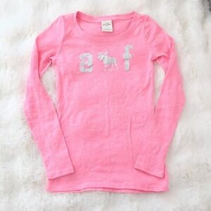 abercrombie kids pink silver glitter moose long sleeve tee